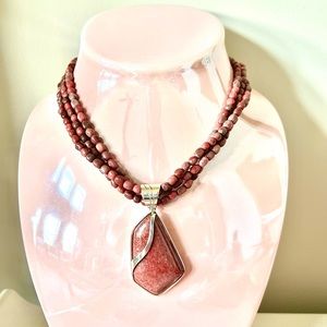 Jay King Mine Finds Pink Granite Stone Necklace
